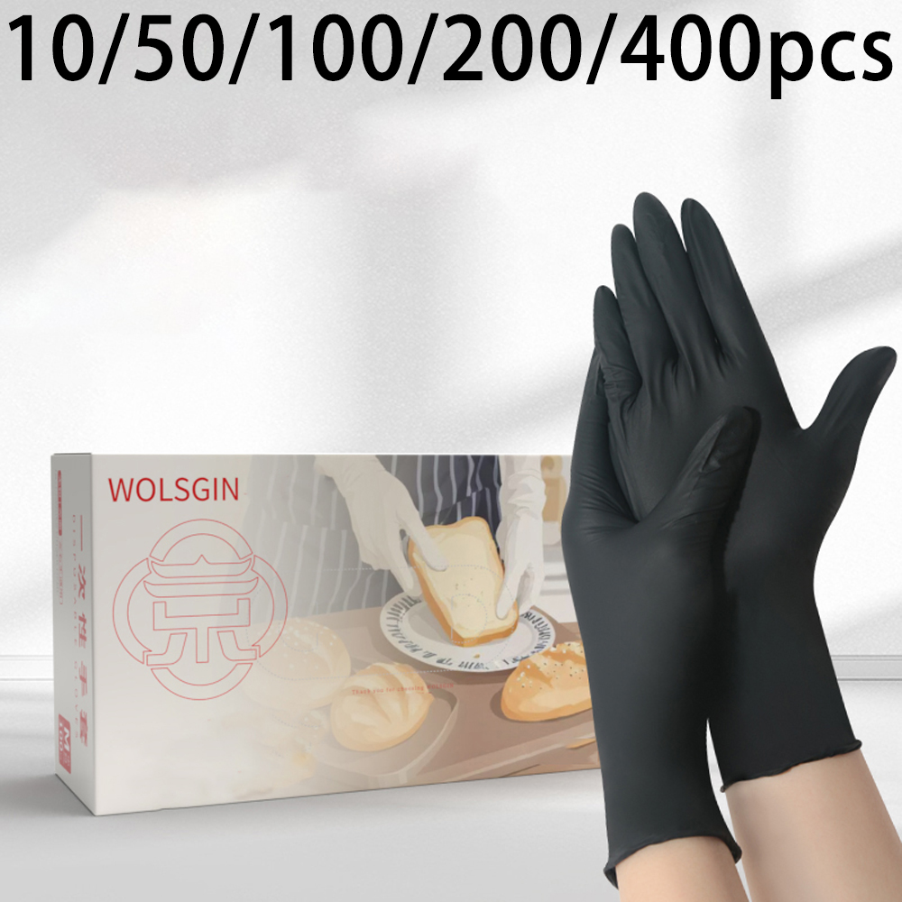 Rubber Glove Cleaning - Guantes de nitrilo sintético desechables negros,