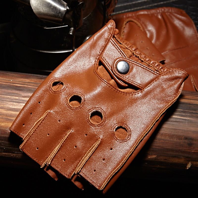 Leather Driving Glove - Guantes de medio dedo para hombre