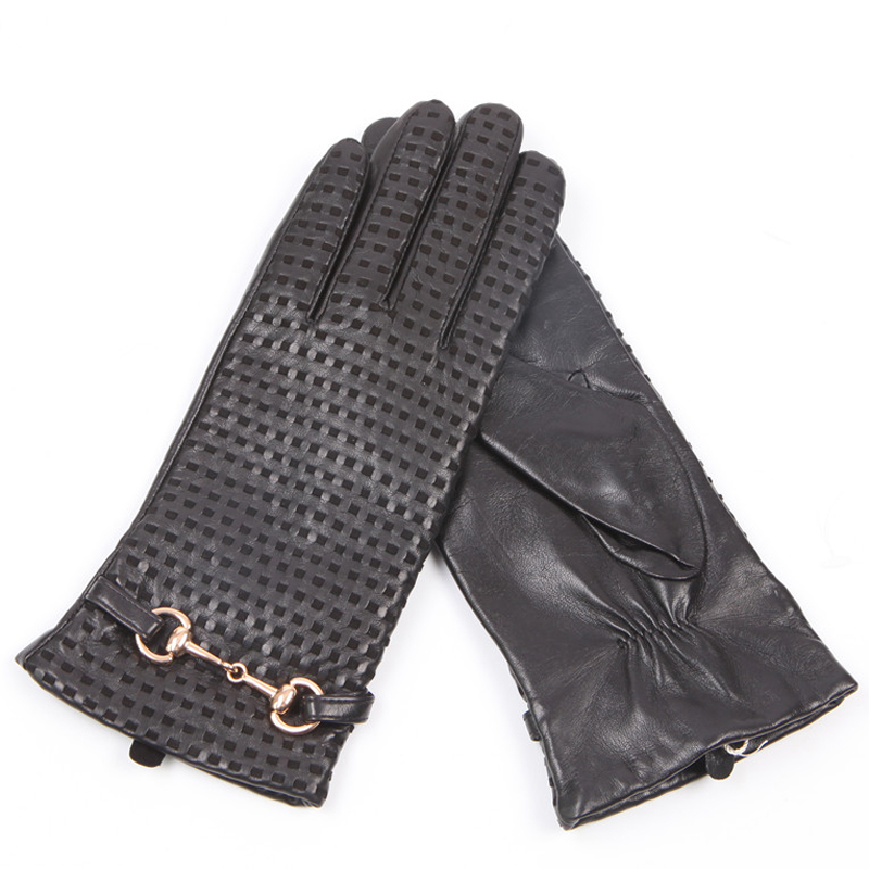 Wool Glove Lined - Guantes de cuero auténtico para mujer,