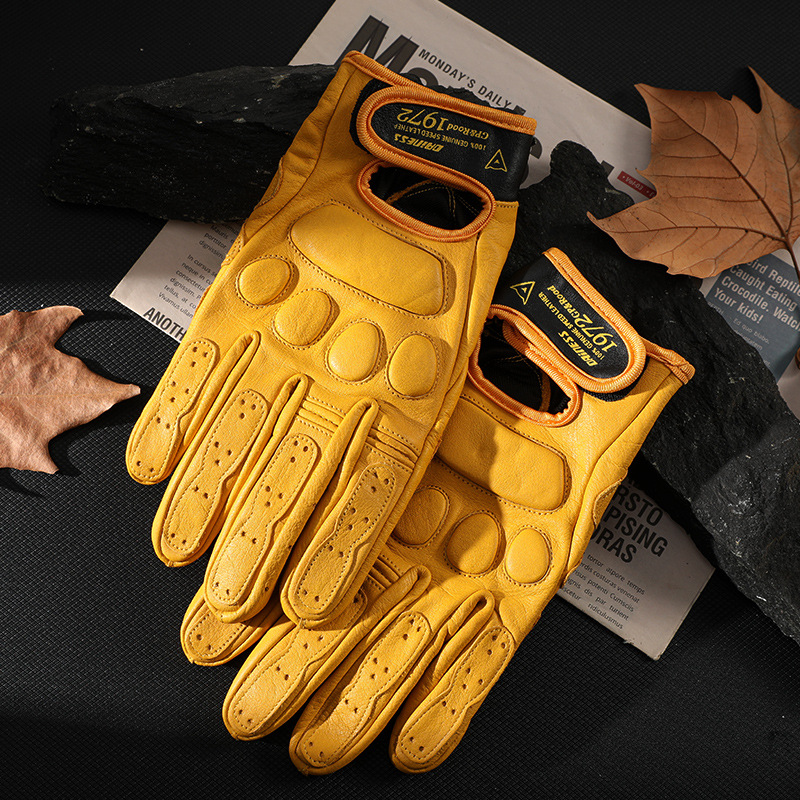 Leather Driving Glove - Guantes de ciclismo para motocicleta, de
