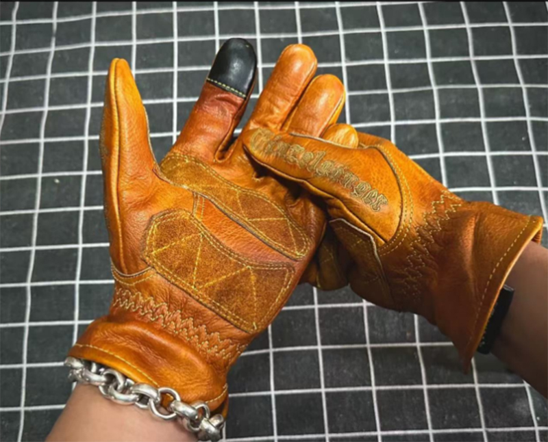 Motorcycle Glove Knuckle - Guantes de motocicleta Retro de cuero