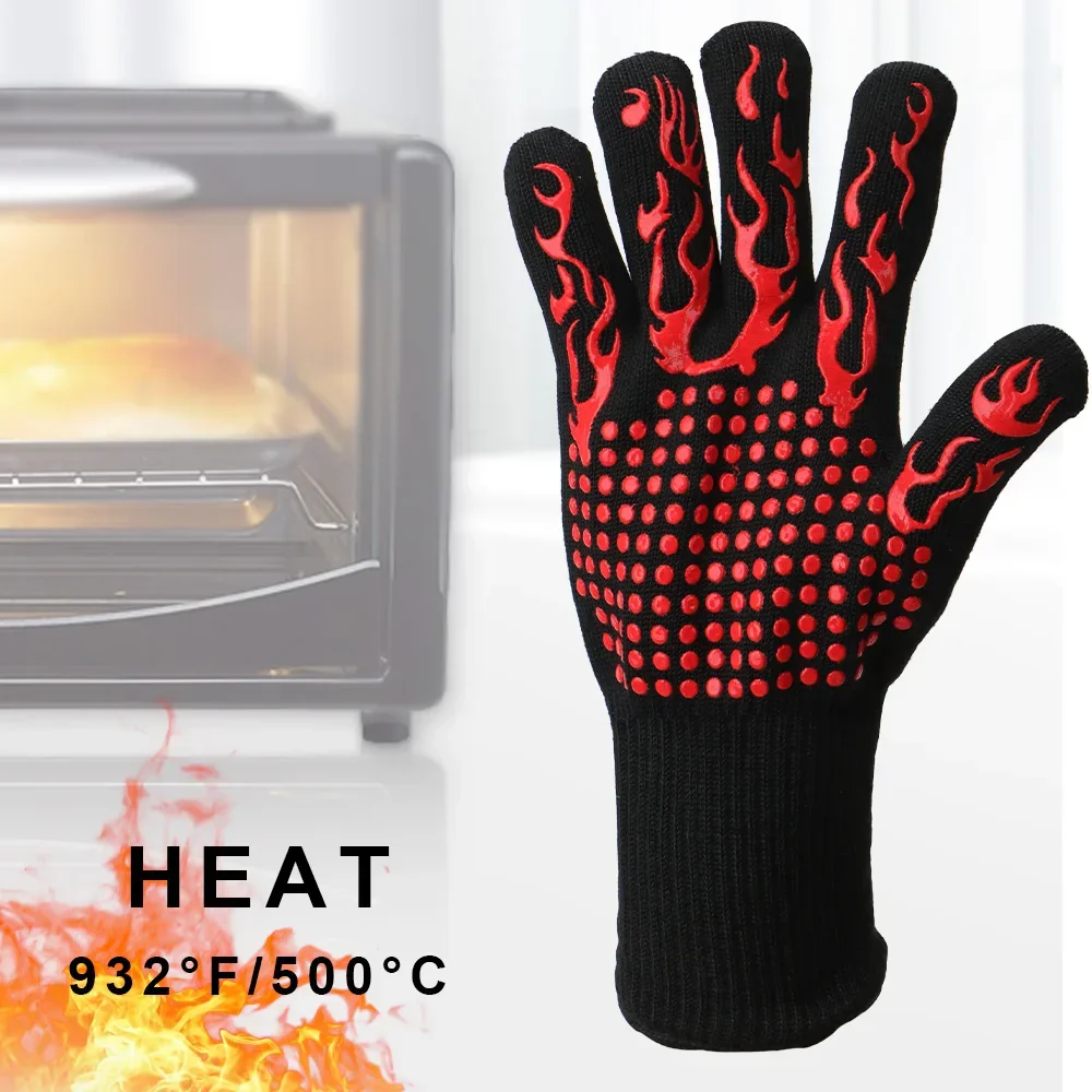 Oven Mitt Silicone - Guantes ignífugos antideslizantes para barbacoa, guantes