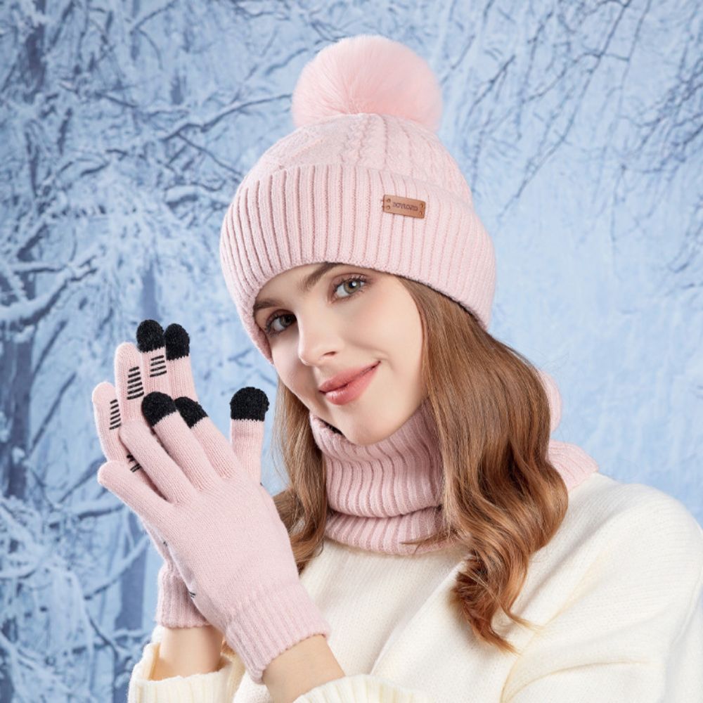 Wool Glove Lined - Conjunto de 3 Piezas: Gorro, Bufanda