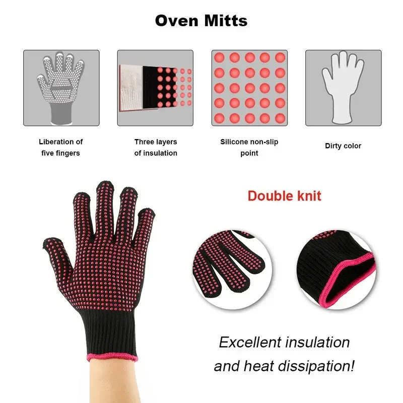 1 par de guantes antideslizant - Oven Mitt Silicone reseña y precio