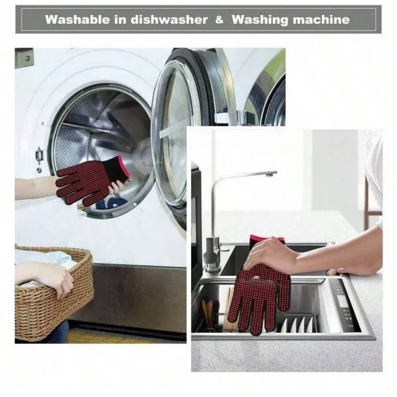 1 par de guantes antideslizant - Oven Mitt Silicone reseña y precio