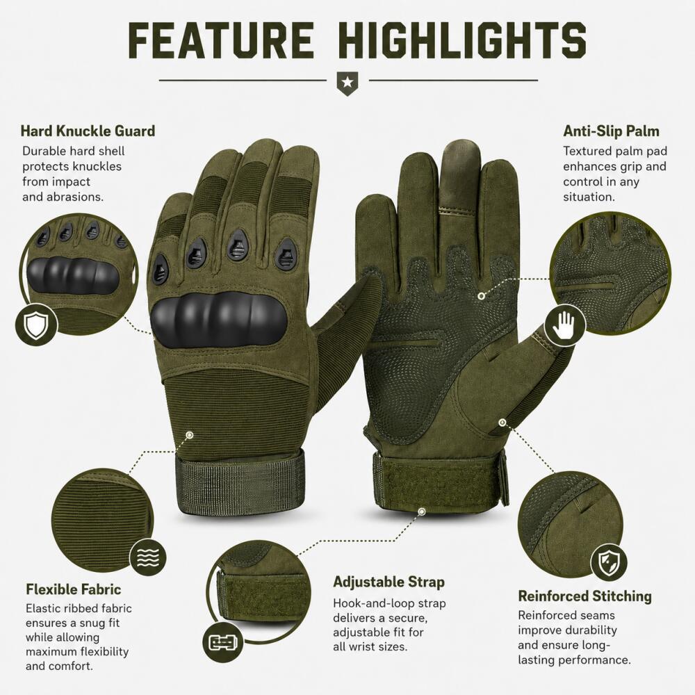 Guantes Tácticos de Dedo Compl - Motorcycle Glove Knuckle reseña y precio