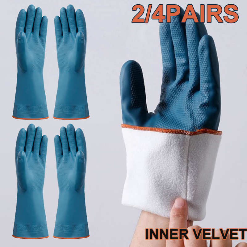 2/4 pares de guantes impermeab - Rubber Glove Cleaning reseña y precio